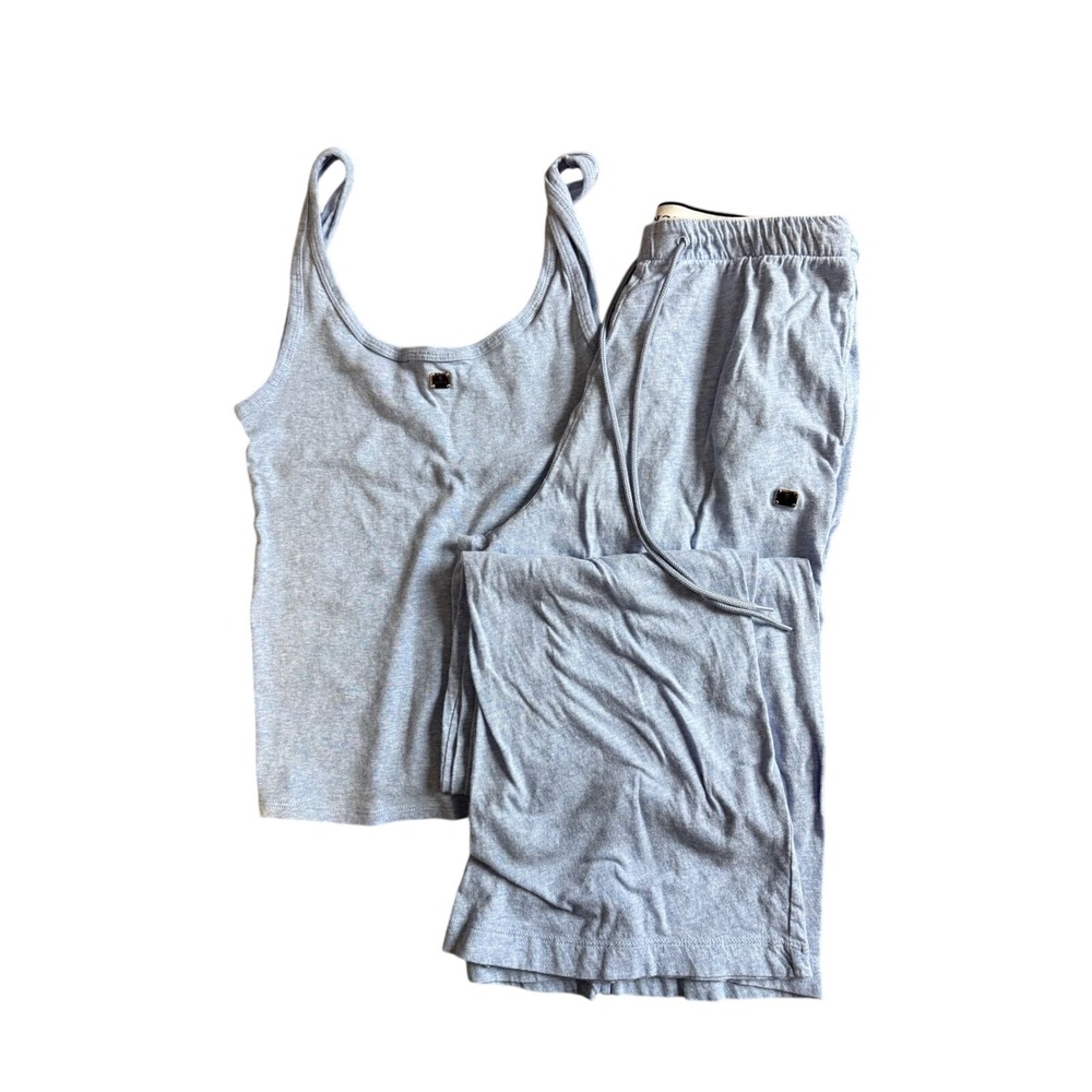 Victoria's Secret Blue Cotton Pajama Set Tank Top and Pants Lounge Set Size S